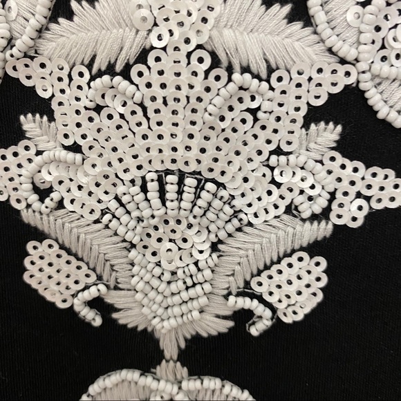 NEW MARCHESA Voyage Black and White Sequin Fit & Flare Dress Cocktail Whimsigoth - Picture 7 of 11